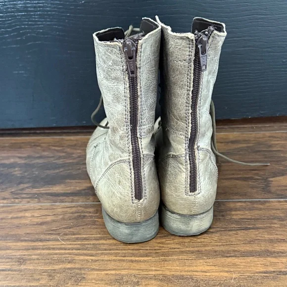 Steve Madden Distressed Lace-Up Boots in Tan - Picture 3 of 5